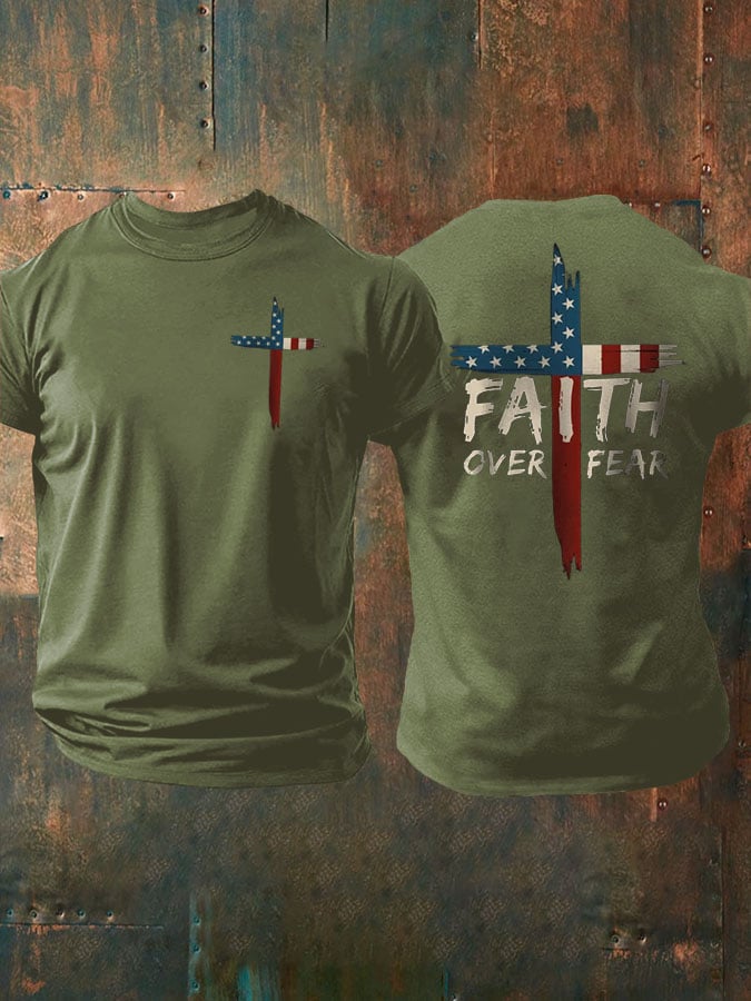Men's Faith Over Fear Print Casual T-Shirt