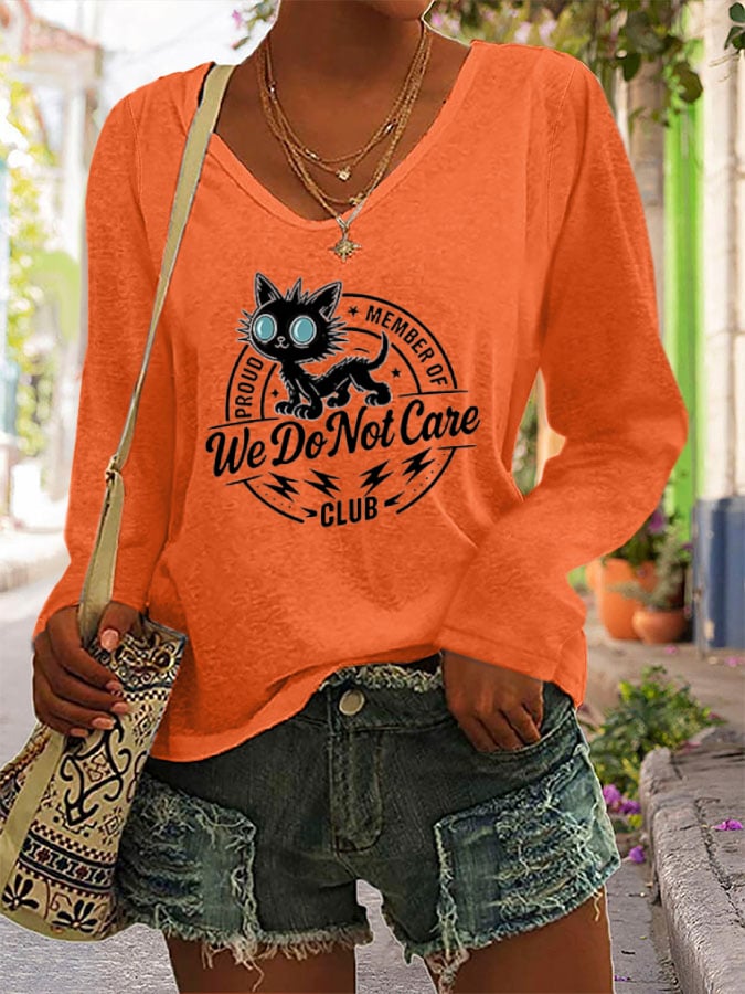 Women's Retro Funny Proud Member Of Club We Do Not Care Menopause Perimenopause Print long-sleeved T-Shirt