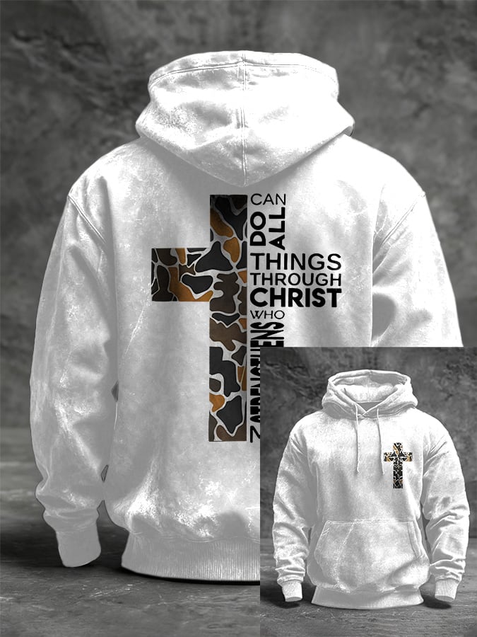 🔥Buy 3 Get 15% Off🔥Men's I can do all things through Christ who strengthens me. Printed Casual Hoodie