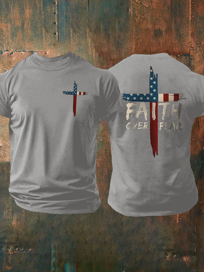 Men's Faith Over Fear Print Casual T-Shirt