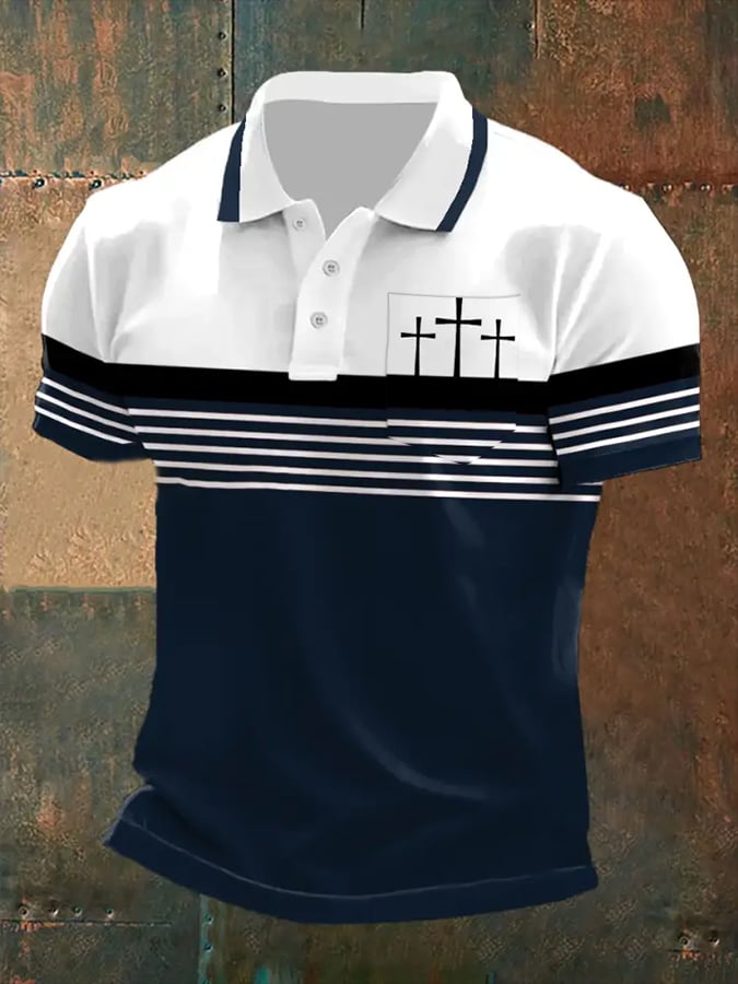 š„Buy 3 Get 15% Offš„Men's Retro Faith  Casual Printed With Pocket Polo Shirt