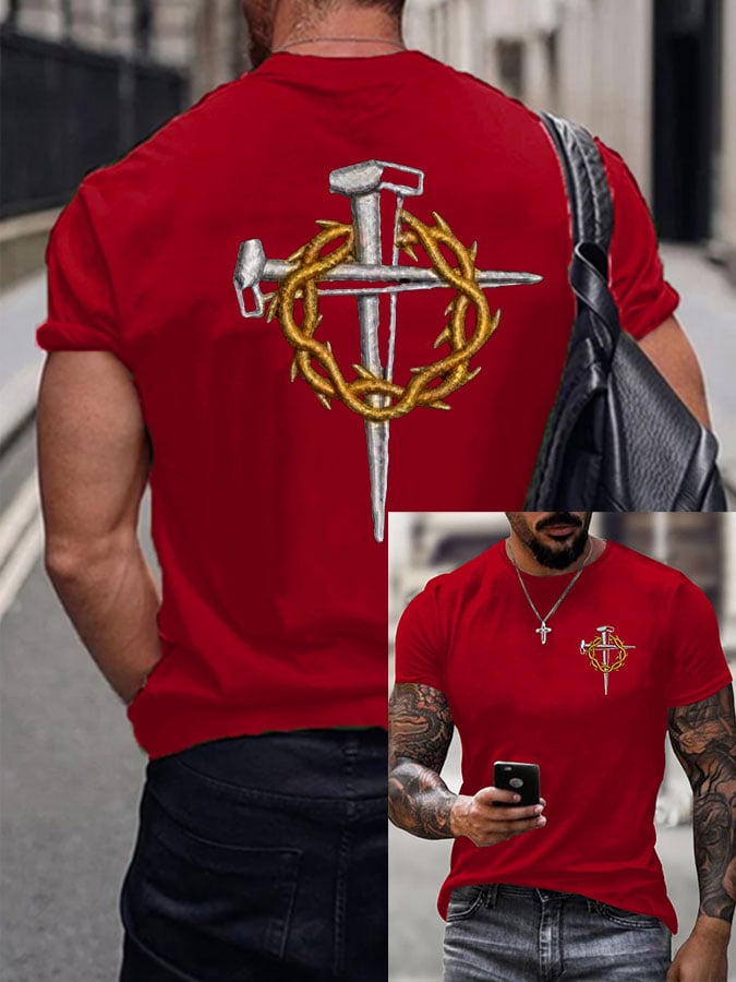 Men's Faith Cross Printed Casual T-shirt