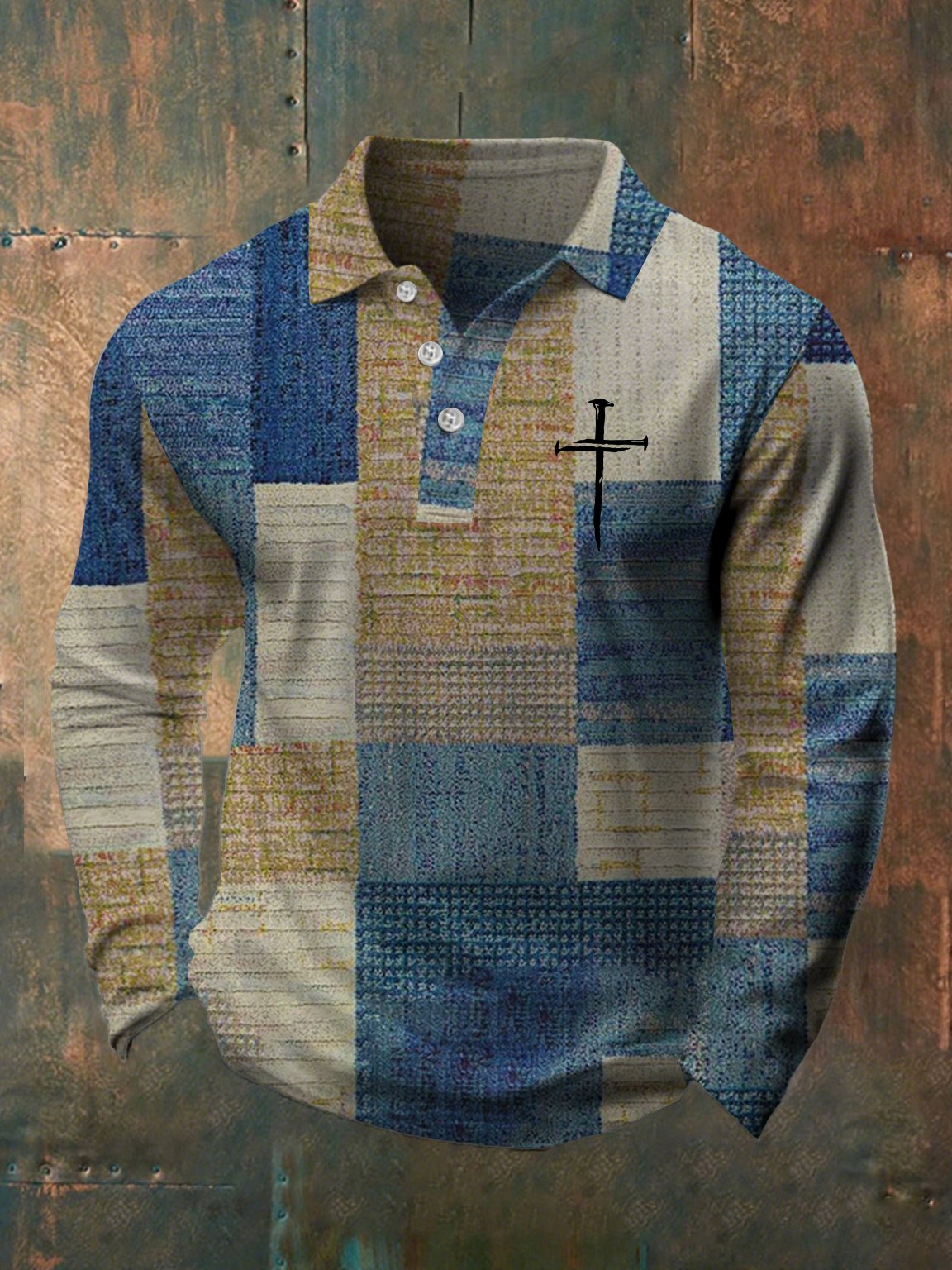 🔥Buy 3 Get 15% Off🔥Men's Casual Faith Retro Contrast Color Long Sleeve Polo