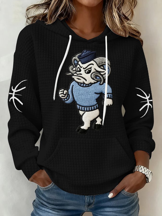 Women's basketball print waffle hoodie