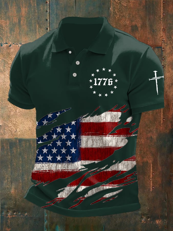 🔥Buy 3 Get 15% Off🔥Men's Faith Cross Printed Casual POLO Shirt