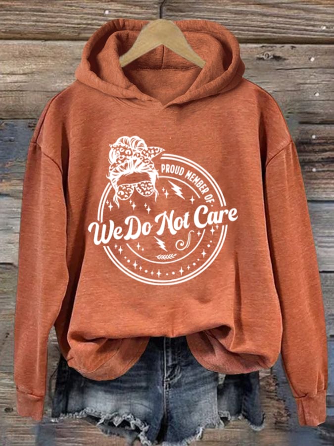 Women's Retro Funny Proud Member Of Club We Do Not Care Menopause Perimenopause Print Hoodie