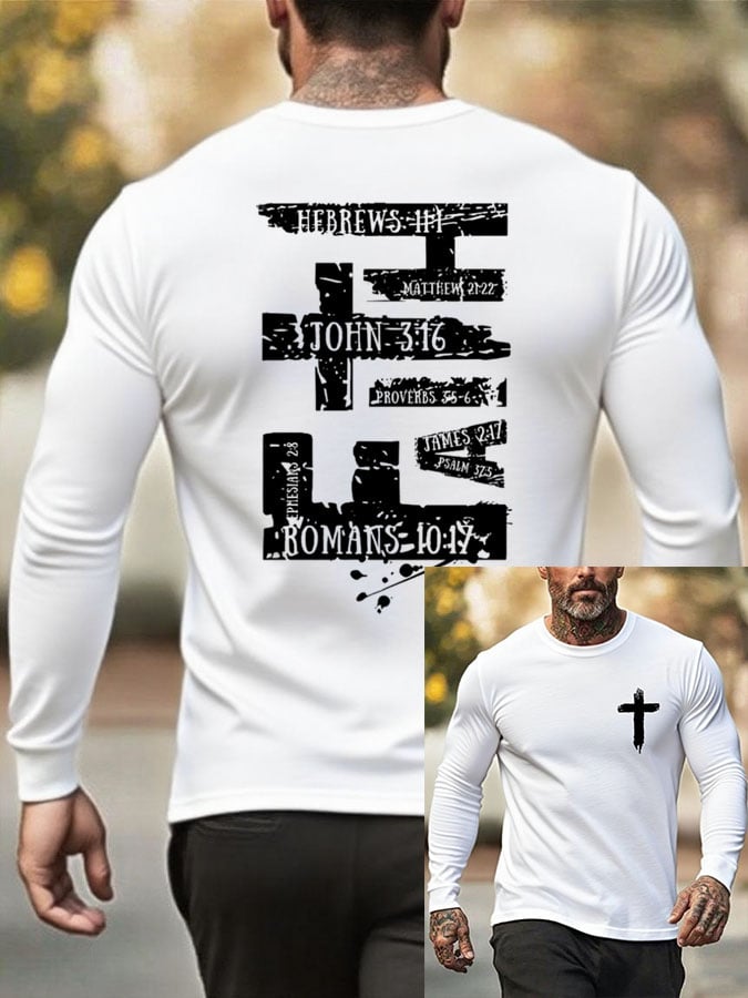 🔥Buy 3 Get 15% Off🔥Men's Faith Cross Print Crew Neck T-shirt