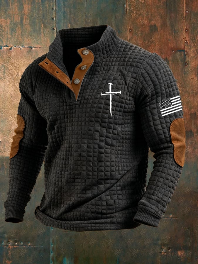 Men's Casual Faith Checkered Jacquard Sweatshirt