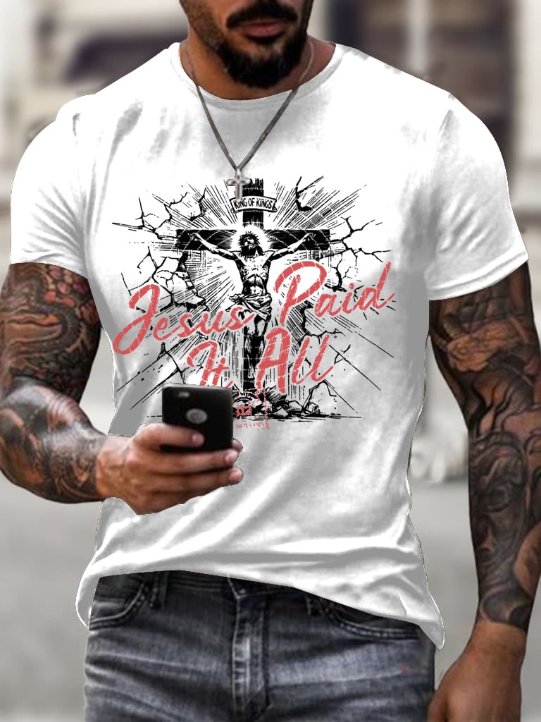 Men's Jesus Paid It All Faith Printed  Shirt