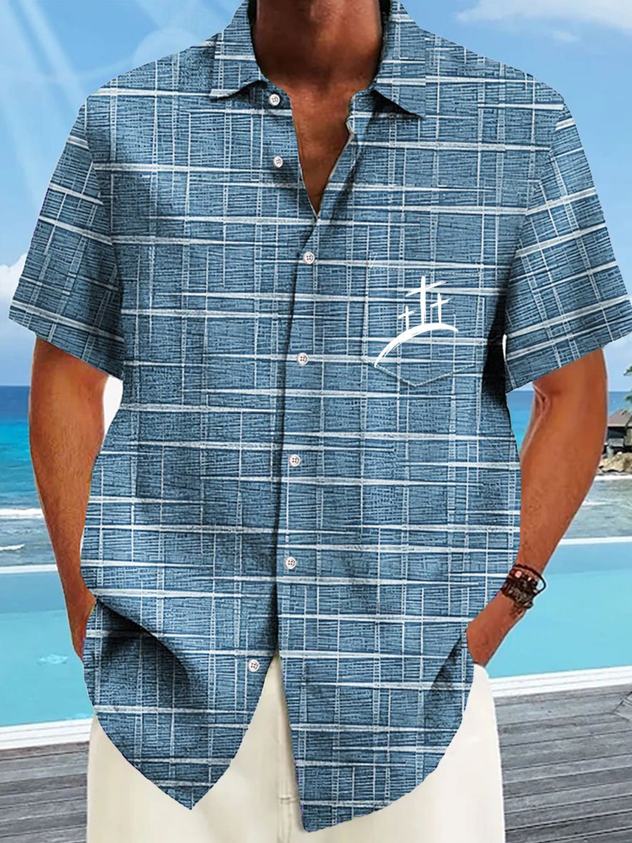 🔥Buy 3 Get 15% Off🔥Men's Faith Cross Printed Casual Shirt
