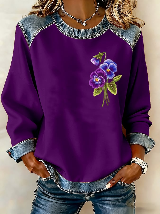 Women's Alzheimer's Purple Art Design Print Top