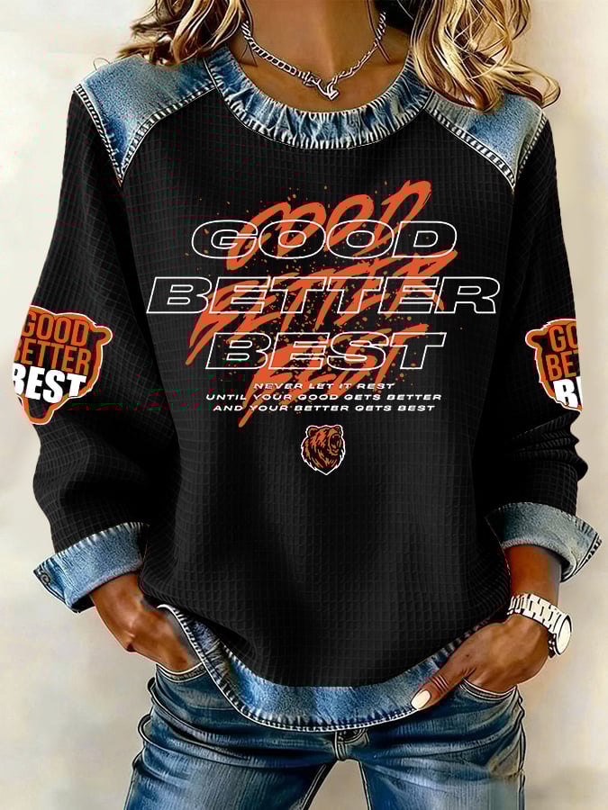 Retro Good Better Best Print Sweatshirt