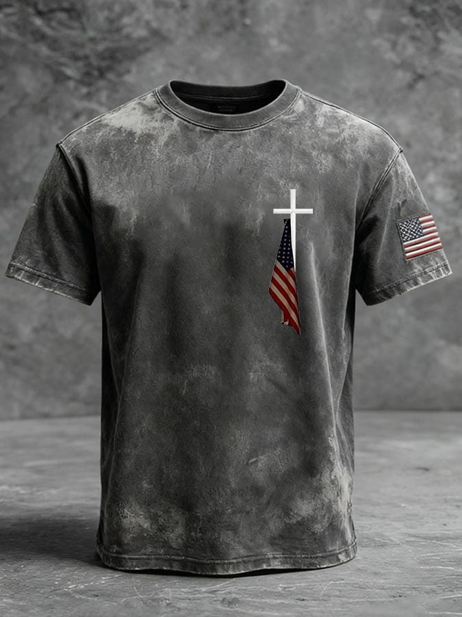 🔥Buy 3 Get 15% Off🔥Men's Retro Cross Flag Casual T-shirt