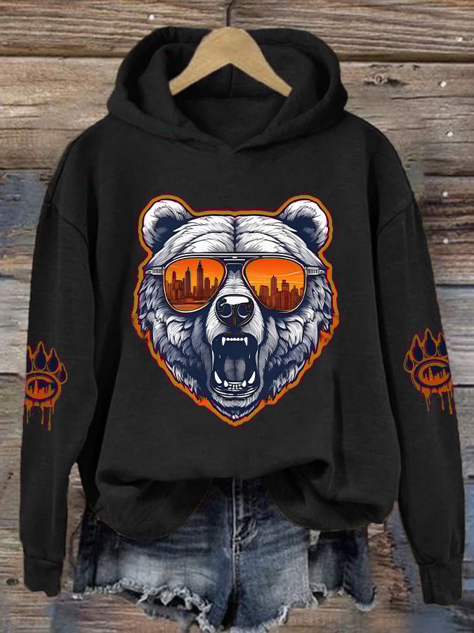 Women's Rugby Print Casual Hoodie