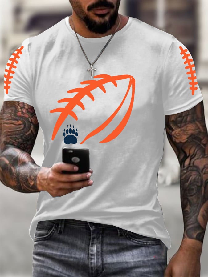 Men's Football Print Casual Raglan T-Shirt