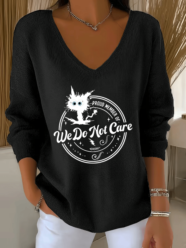 V-Neck Retro Funny Proud Member Of Club Menopause Perimenopause Print Knitted Tops