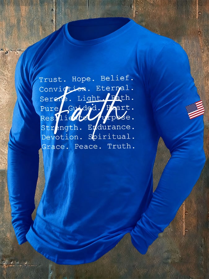 🔥Buy 3 Get 15% Off🔥Men's Casual Faith Print Long-Sleeved T-Shirt
