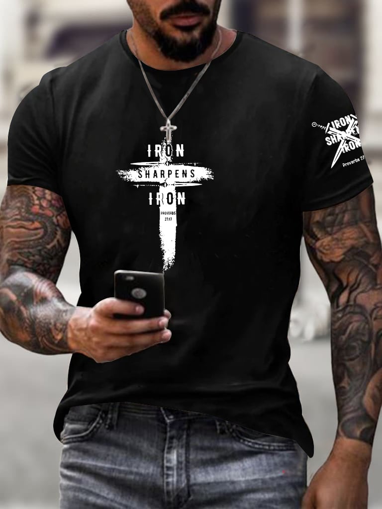 🔥Buy 3 Get 15% Off🔥Men's Iron Sharpens Iron Faith Printed Shirt