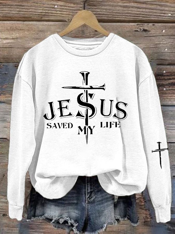 Women'S JESUS SAVED MY LIFE Print Sweatshirt