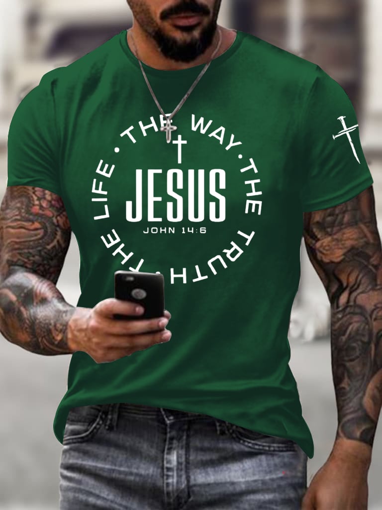 🔥Buy 3 Get 15% Off🔥Men's Jesus The Way The Truth The Life Printed Casual T-Shirt