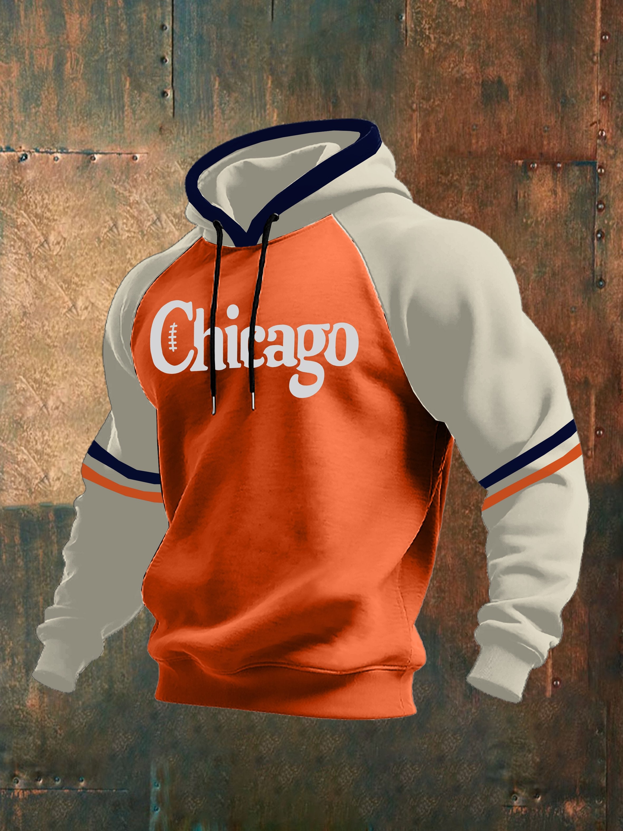 Men's rugby print hoodie