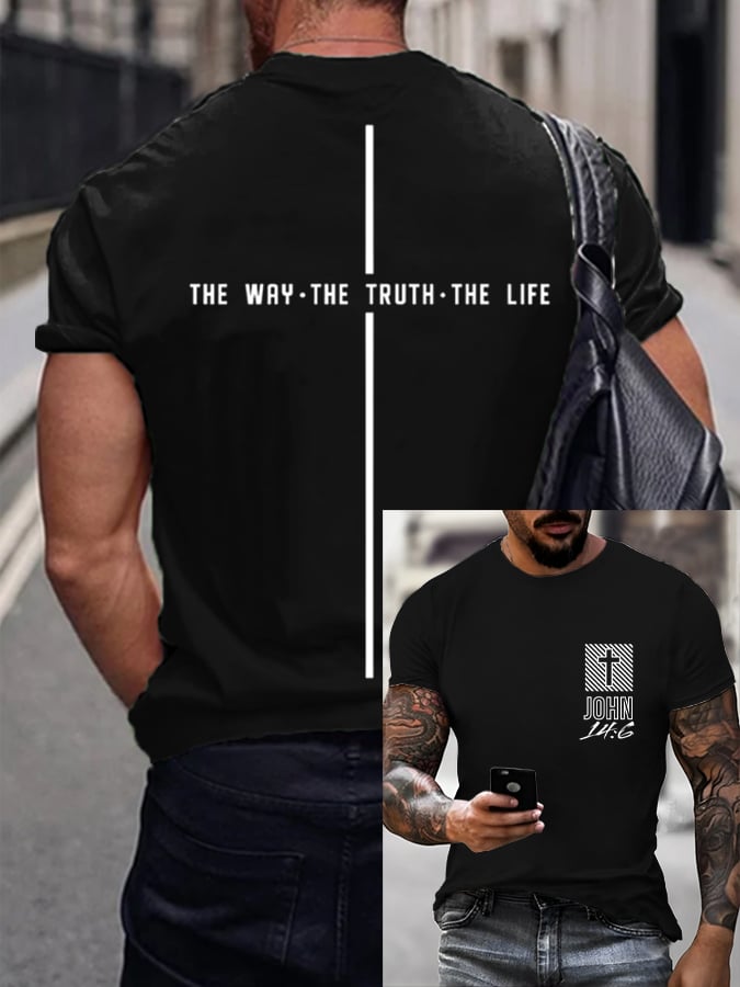 🔥Buy 3 Get 15% Off🔥Men's Vintage Faith The Way The Truth The Life Print T-Shirt