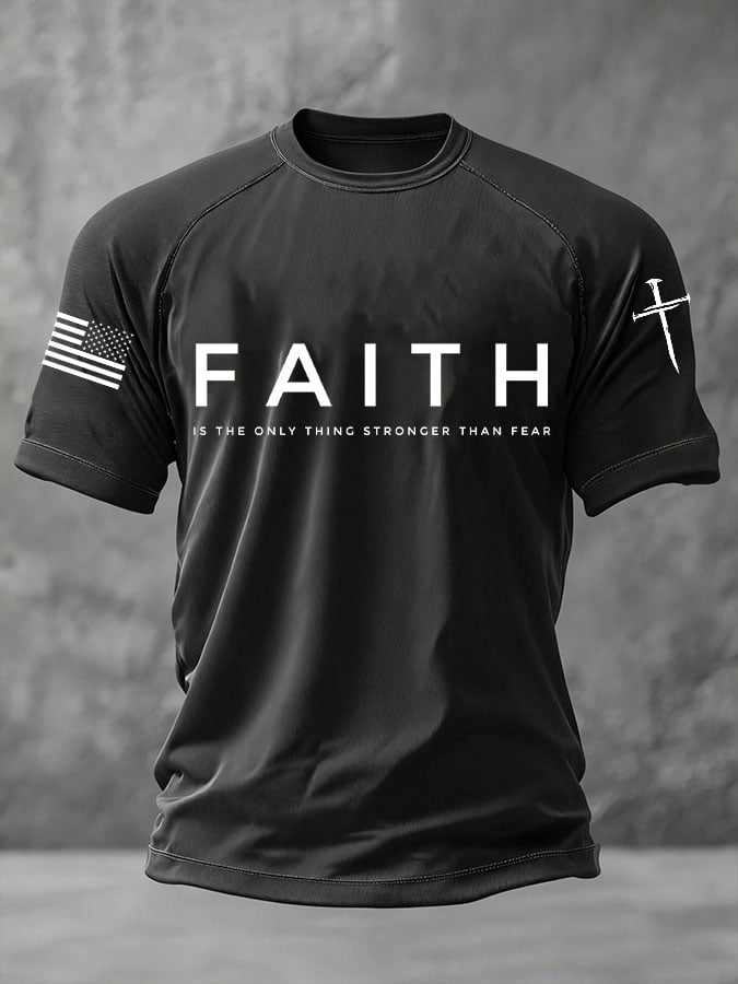 Men's Faith Cross Printed Casual T-Shirt