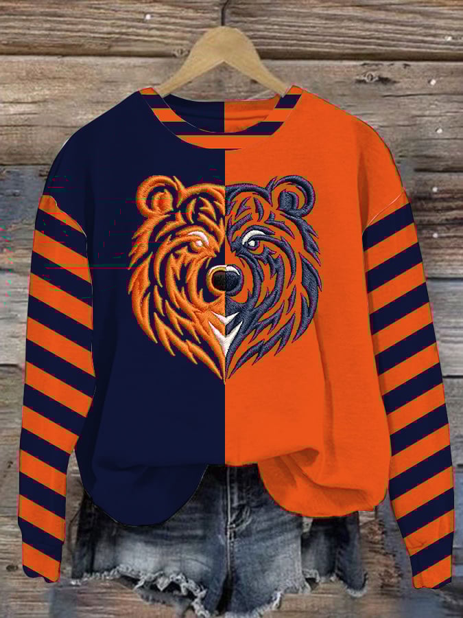 Women's Rugby Print Crew Neck Sweatshirt