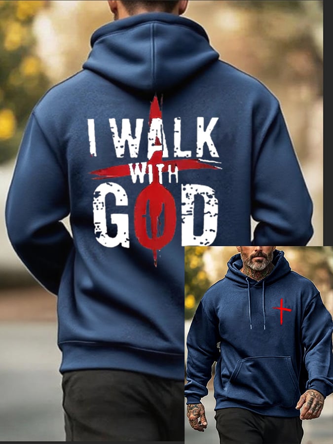 🔥Buy 3 Get 15% Off🔥Men's Walk With God Printed Casual Hoodie