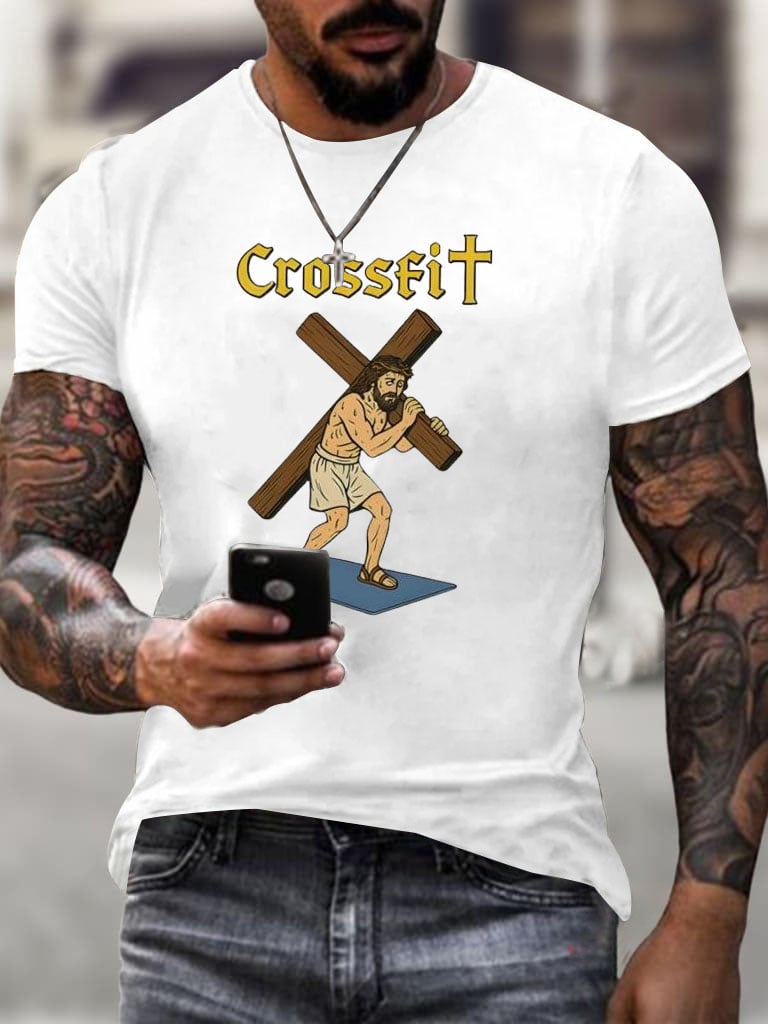 🔥Buy 3 Get 15% Off🔥Men's Crossfit Jesus Printed Casual T-shirt