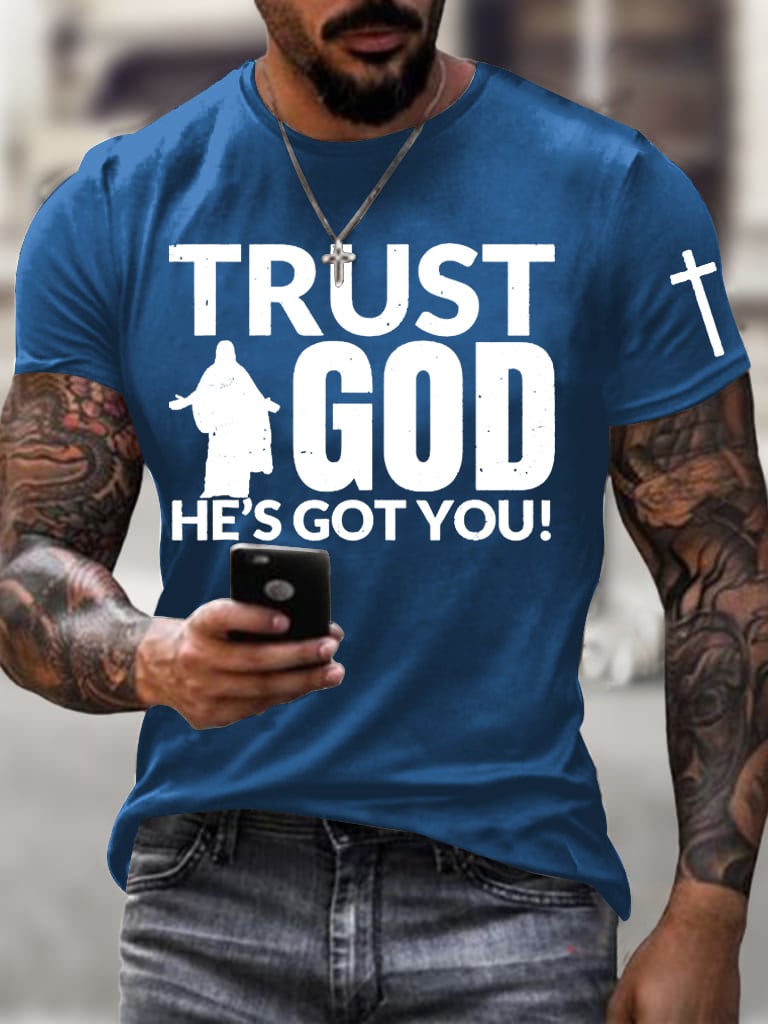 Men's Trust God Always Faith Print T-Shirt
