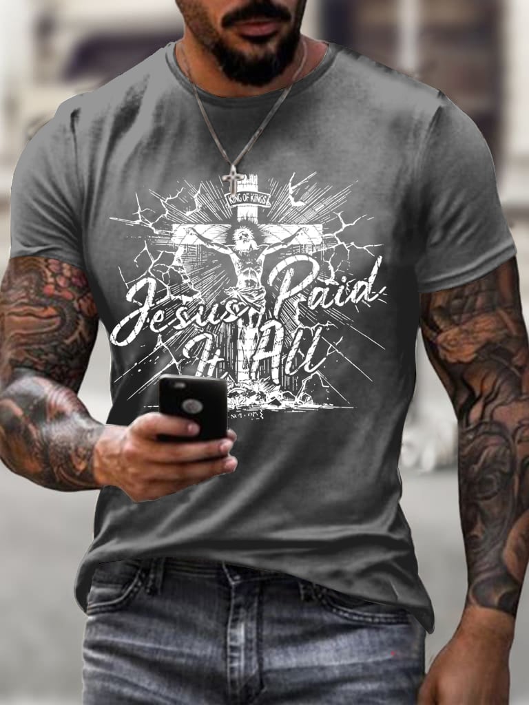 Men's Jesus Paid It All Faith Printed  Shirt