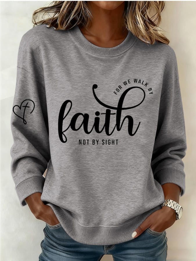 Women's Retro Faith Printed Sweatshirt