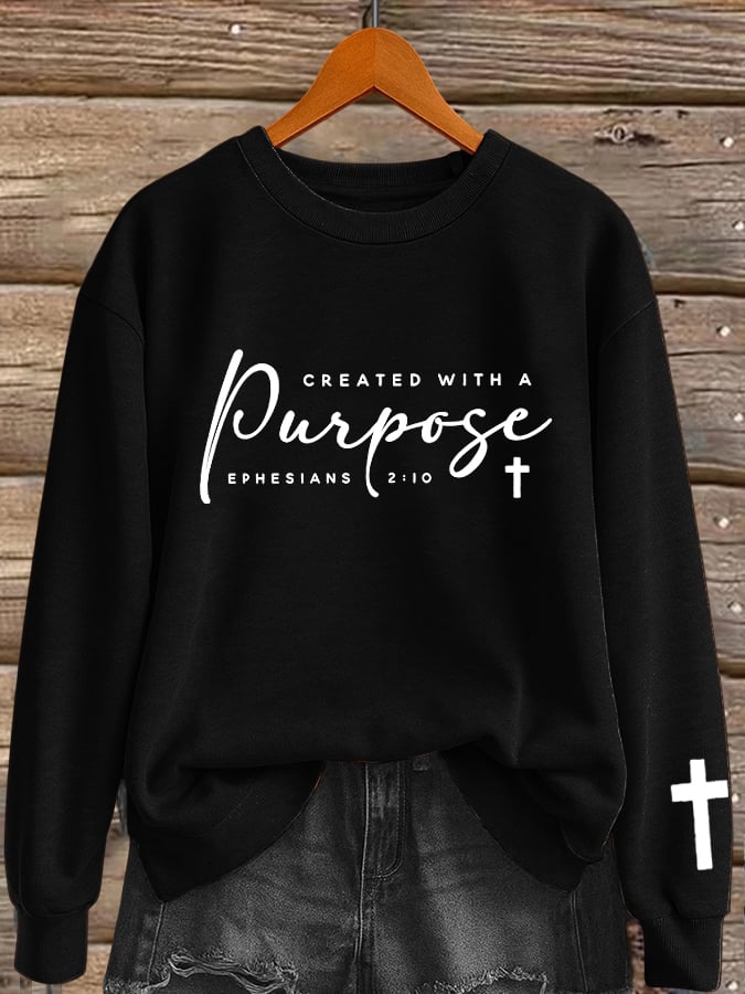 Women's Retro Created With A Purpose Print Sweatshirt
