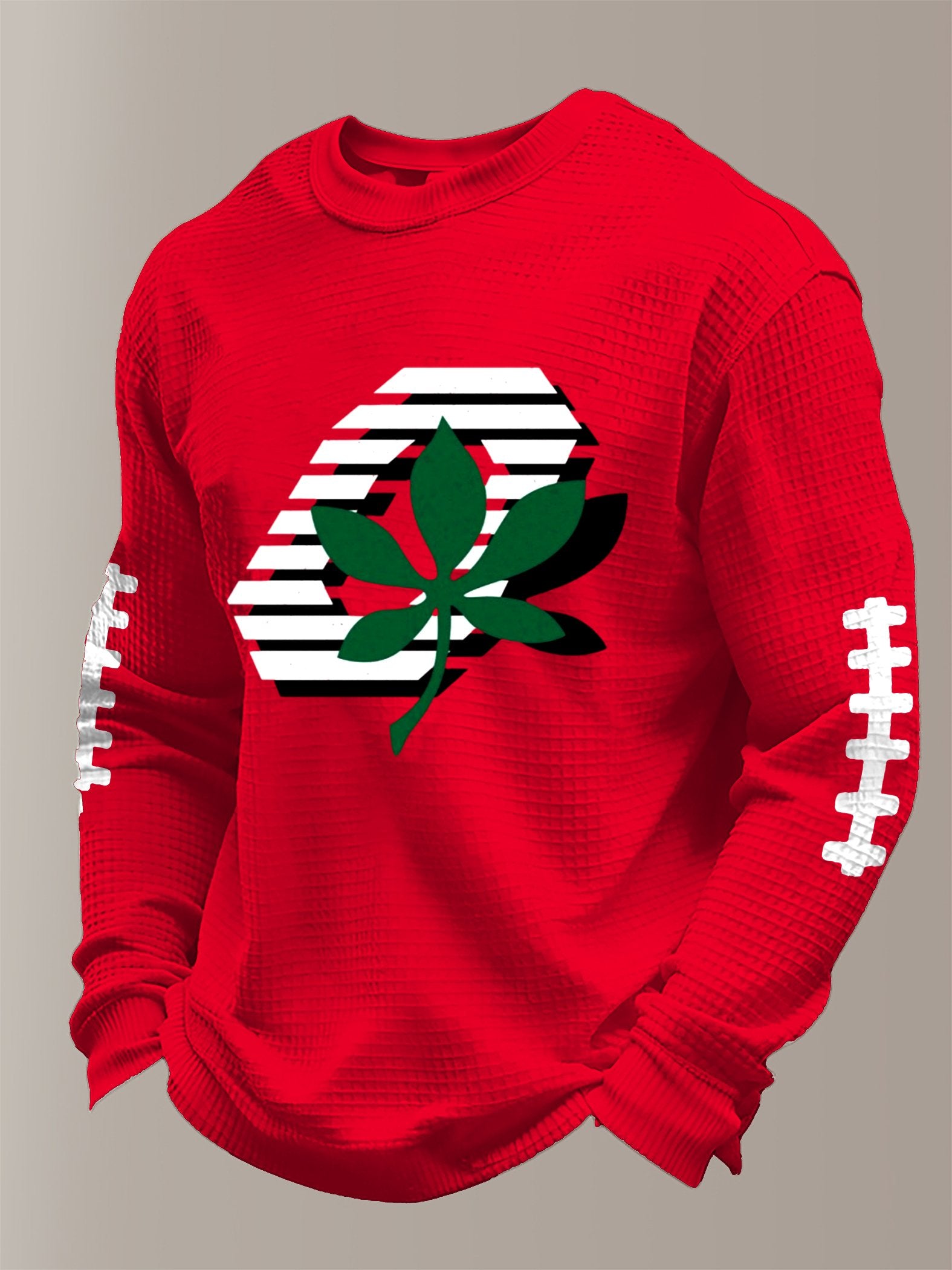 Men's hockey waffle fabric long-sleeved T-shirt