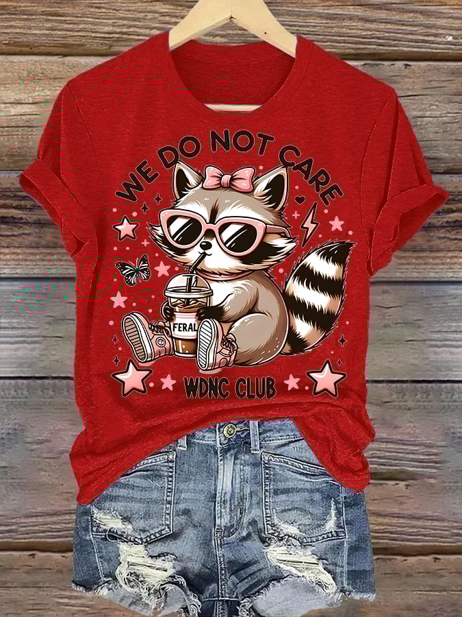 Women's Cute little raccoon for Women's WDNC Menopause & Perimenopause Printed T-shirt