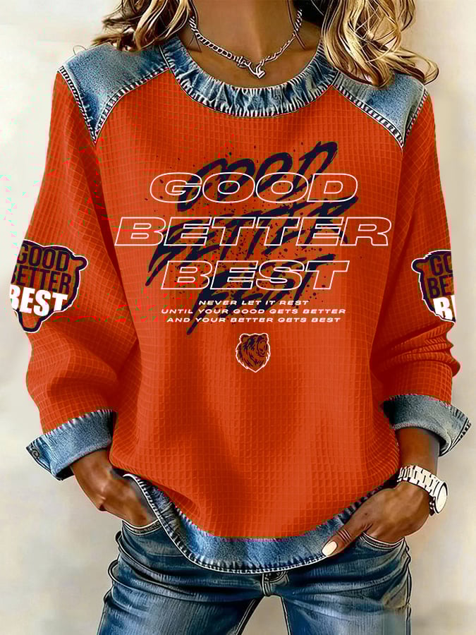 Retro Good Better Best Print Sweatshirt