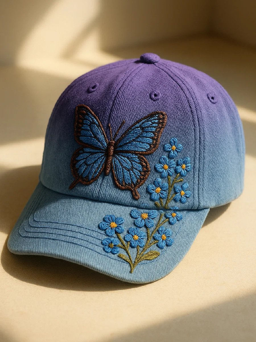 Purple Floral Print Baseball Cap