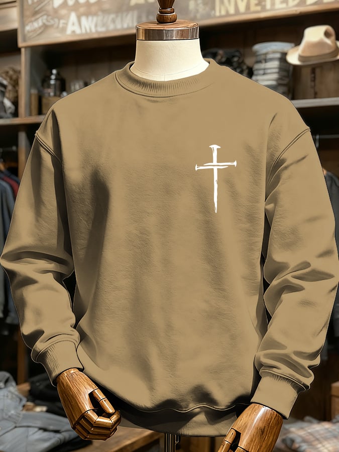 🔥Buy 3 Get 15% Off🔥Men's Vintage Faith Cross Print Casual Sweatshirt