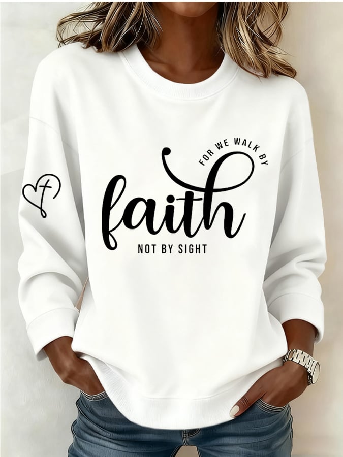 Women's Retro Faith Printed Sweatshirt