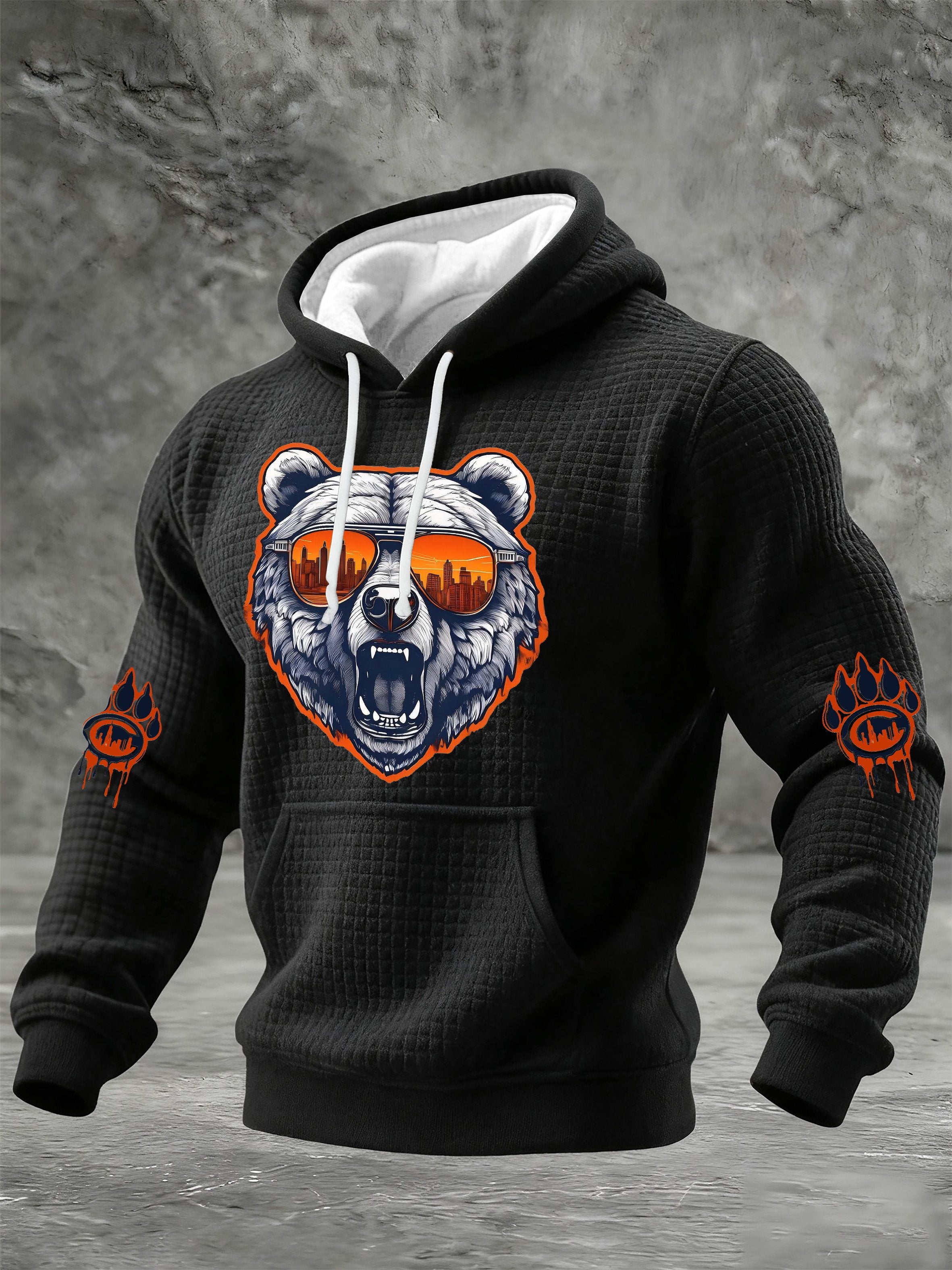 Men'S Casual Printed Hooded Sweatshirt