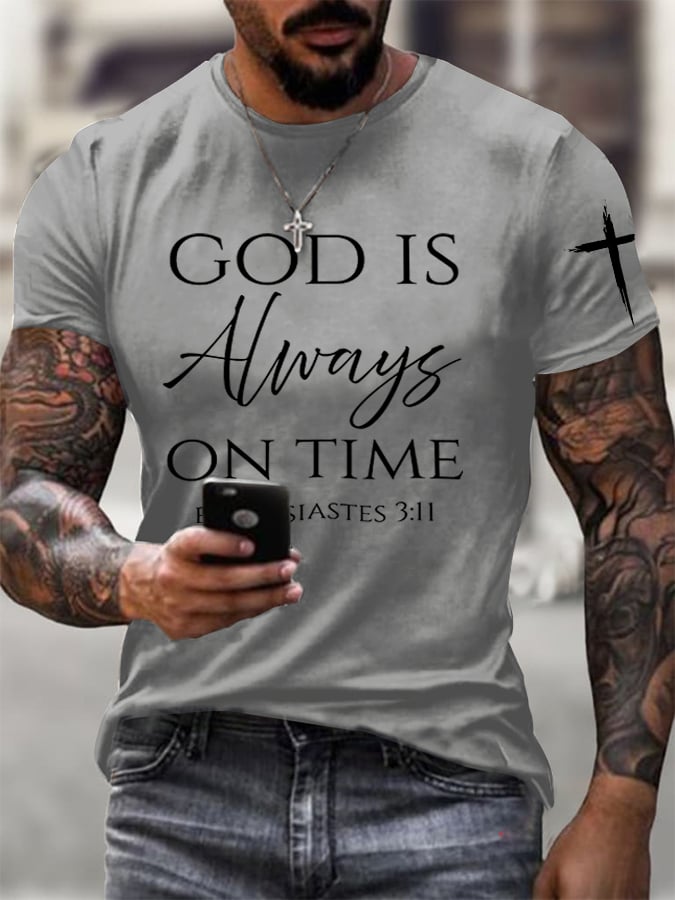 🔥Buy 3 Get 15% Off🔥Men's God Is Always On Time Printed Shirt