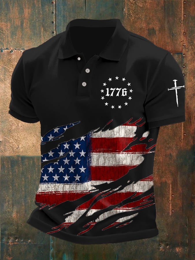 🔥Buy 3 Get 15% Off🔥Men's Faith Cross Printed Casual POLO Shirt
