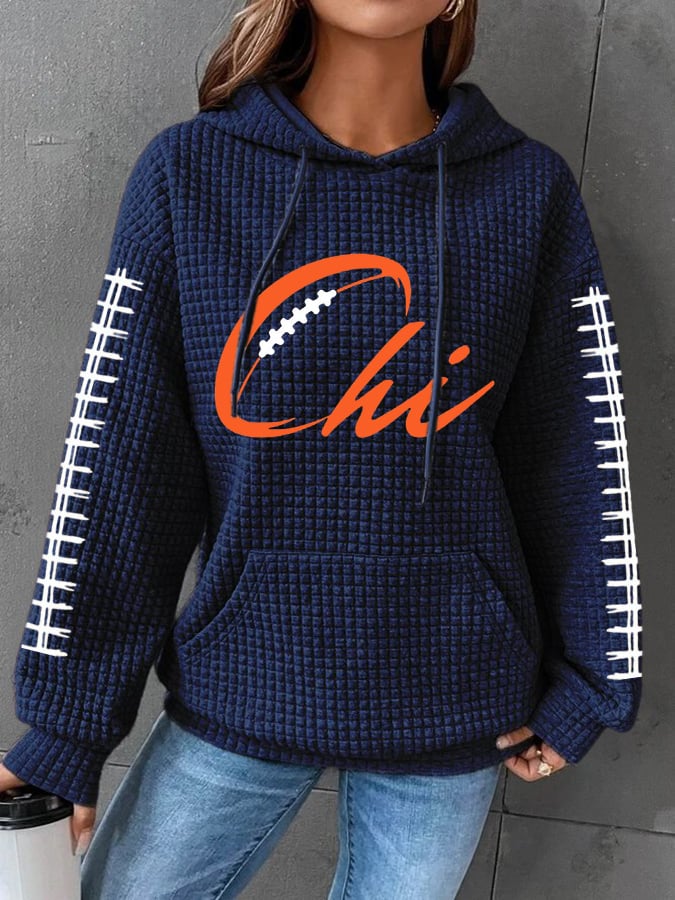 Women's Football Print Casual Hoodie