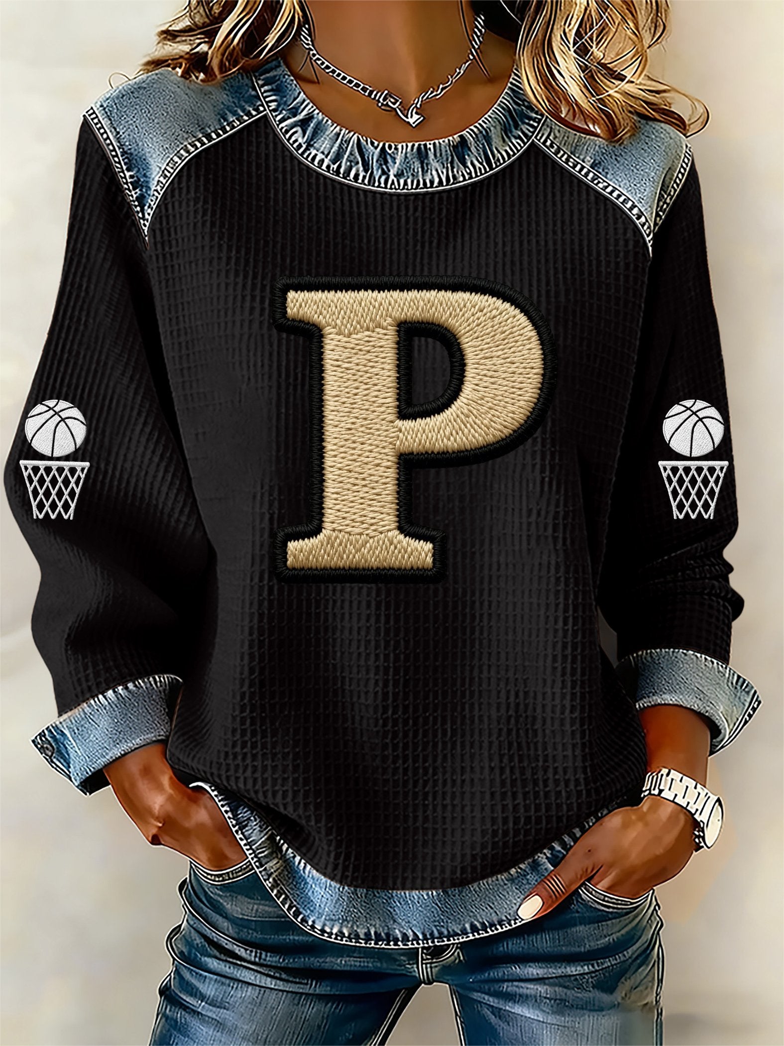 Women's Basketball Print Casual Top