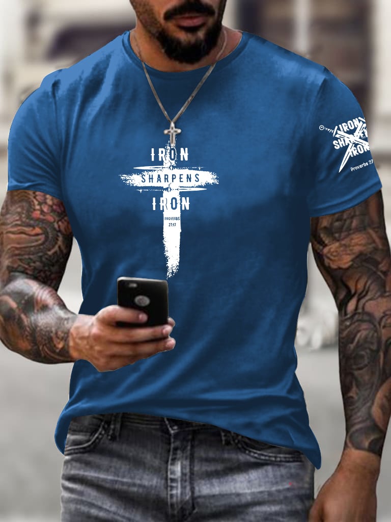 🔥Buy 3 Get 15% Off🔥Men's  Iron Sharpens Iron Faith Printed Shirt