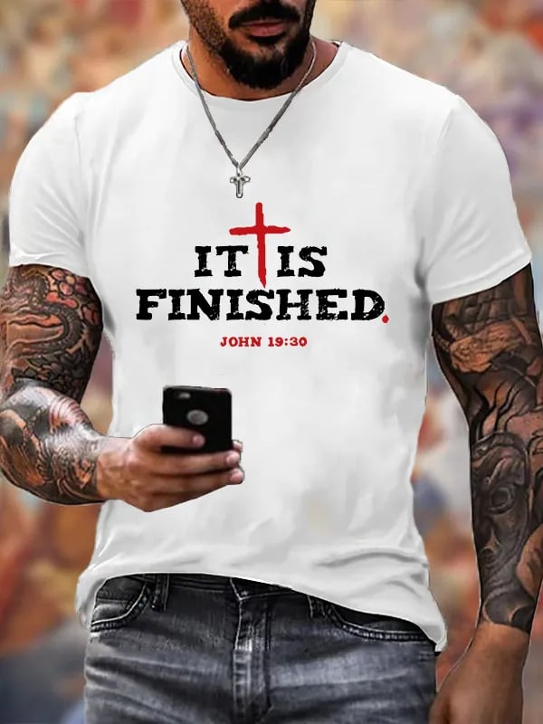 🔥Buy 3 Get 15% Off🔥Men's It Is Finished  Faith Printed  Shirt
