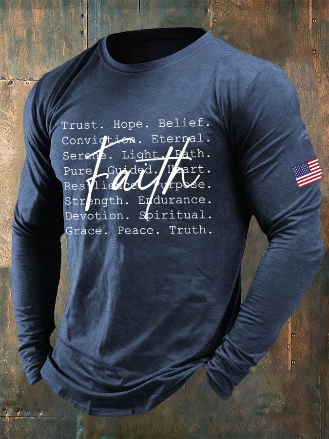 🔥Buy 3 Get 15% Off🔥Men's Casual Faith Print Long-Sleeved T-Shirt