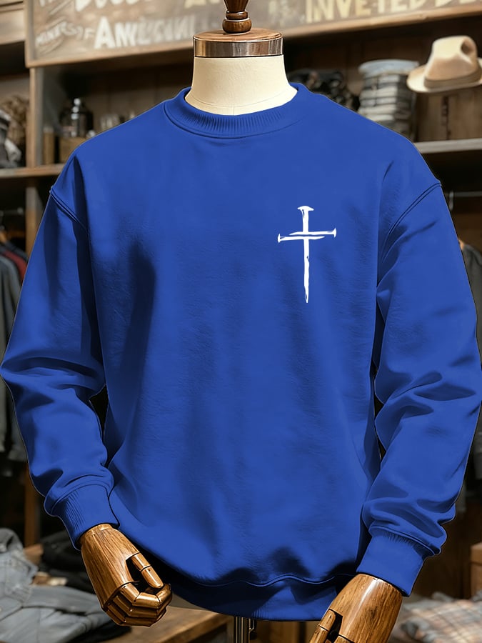 🔥Buy 3 Get 15% Off🔥Men's Vintage Faith Cross Print Casual Sweatshirt