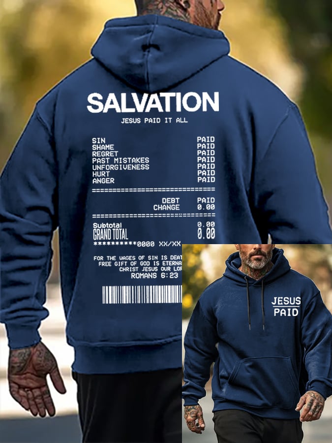 Men's Salvation Jesus Paid It All Faith Print Sweatshirt